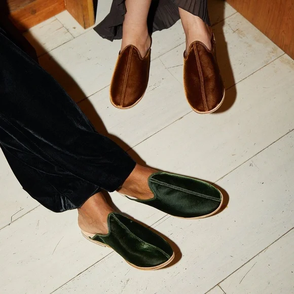 Sabah Palazzo Green Velvet Baba Slippers EU 44 US Men’s 10 US Women’s 11.5 - Picture 3 of 16